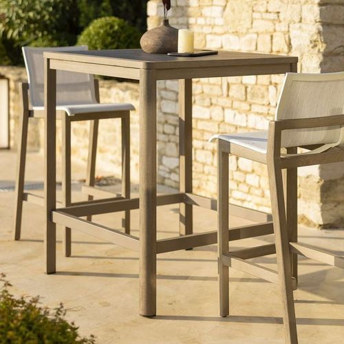 Tavolo alto contemporaneo - COPENHAGUE  - LES JARDINS - in HPL / in ardesia / con supporto in teak