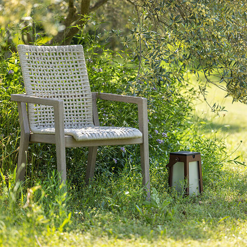 Sedia da pranzo design scandinavo - COPENHAGUE - LES JARDINS - da giardino / in corda / con supporto in teak