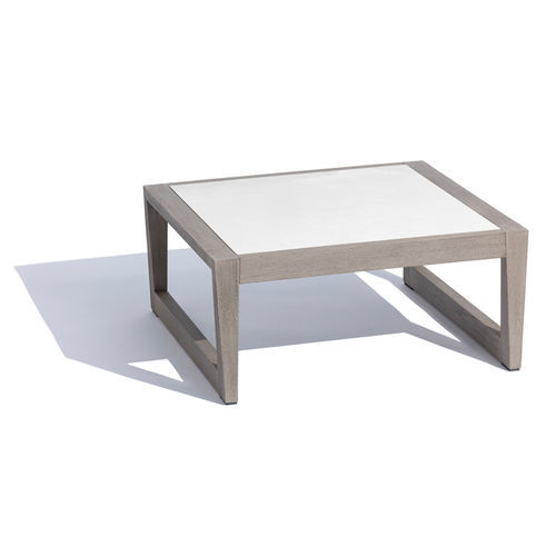 Tavolino basso contemporaneo - SKAAL - LES JARDINS - in ceramica / con supporto in teak / rettangolare