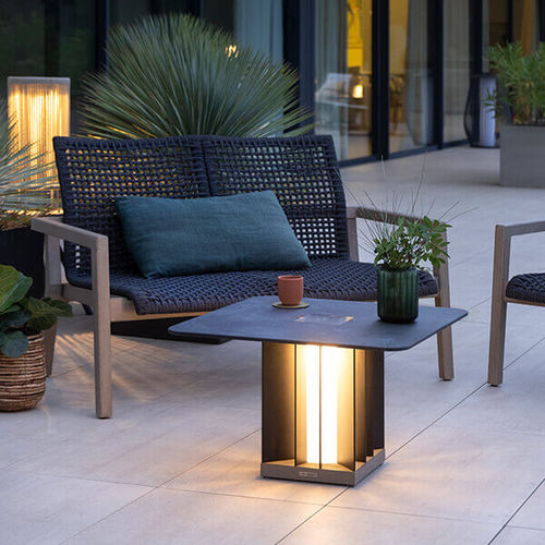 Tavolino basso contemporaneo - SAGAMORE - LES JARDINS - in alluminio / con supporto in alluminio / quadrato