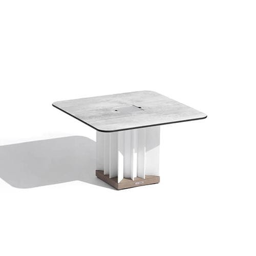 Tavolino basso contemporaneo - TECKALU - LES JARDINS - in vetro smerigliato / in HPL / in cemento cerato