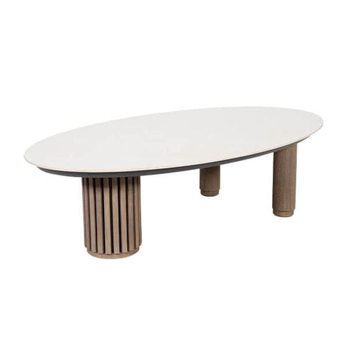 Tavolino basso da giardino - CHESTER - LES JARDINS - contemporaneo / in ceramica / con supporto in teak