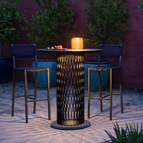 Tavolo alto contemporaneo - CADIX - LES JARDINS - in HPL / con supporto in alluminio / rotondo