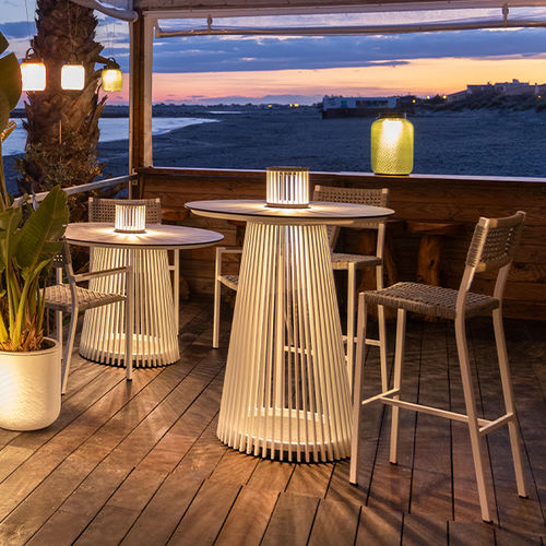 Tavolo alto luminoso - HALO - LES JARDINS - contemporaneo / in HPL / con supporto in alluminio