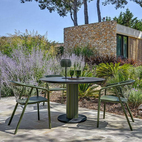 Tavolo da bistrot contemporaneo - PTC5501/P1 - LES JARDINS - in alluminio / in granito / in ceramica