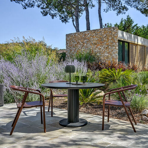 Tavolo da bistrot contemporaneo - PTC5500/P1 - LES JARDINS - in alluminio / in granito / in ceramica