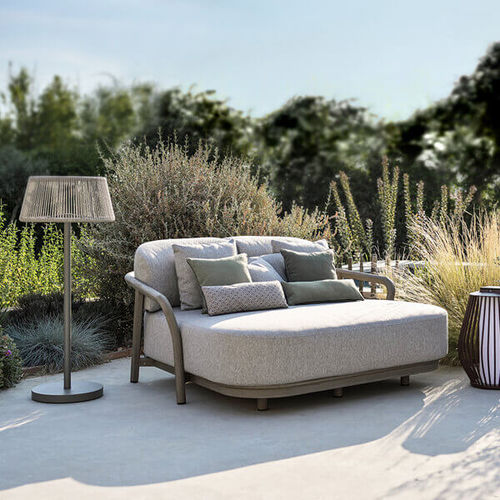 Dormeuse contemporanea - DBBC5500 - LES JARDINS - in tessuto / in teak / con supporto in legno