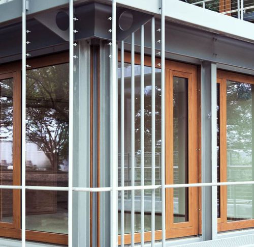 Vetrata scorrevole - GERMAN EMBASSY - Accsys Technologies - in legno / a doppi vetri / a 2 ante