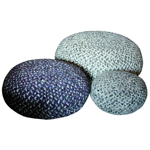 Pouf contemporaneo - GALET - PH Collection - in lana / tondo / grigio