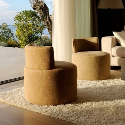 Chauffeuse contemporanea - Rotondo - PH Collection - in tessuto / in legno massiccio / grigia