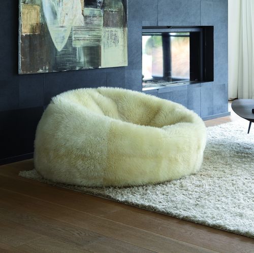 Poltrona a sacco contemporanea - Beanbag - PH Collection - in pelle di pecora / bianca / con braccioli