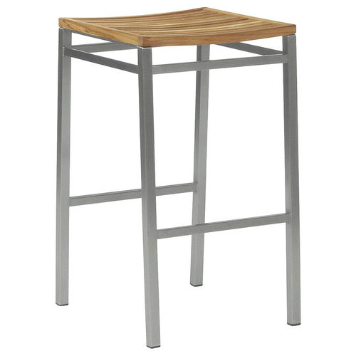 Sgabello da bar contemporaneo - EQUINOX - Barlow Tyrie - in teak / con supporto in acciaio inossidabile / con 4 gambe