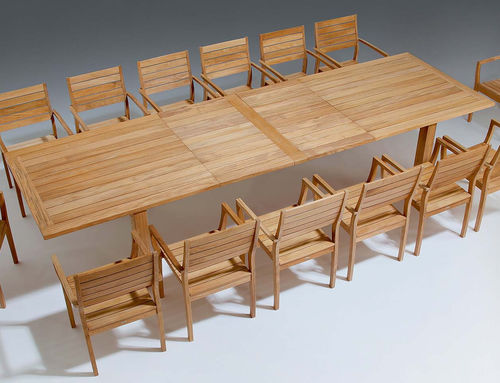 Tavolo da pranzo contemporaneo - Apex - Barlow Tyrie - in teak / con supporto in teak / rettangolare