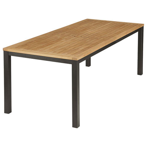 Tavolo da pranzo contemporaneo - Aura  - Barlow Tyrie - in teak / con supporto in alluminio / rettangolare