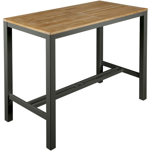 Tavolo alto contemporaneo - Aura  - Barlow Tyrie - in teak / con supporto in alluminio / rettangolare