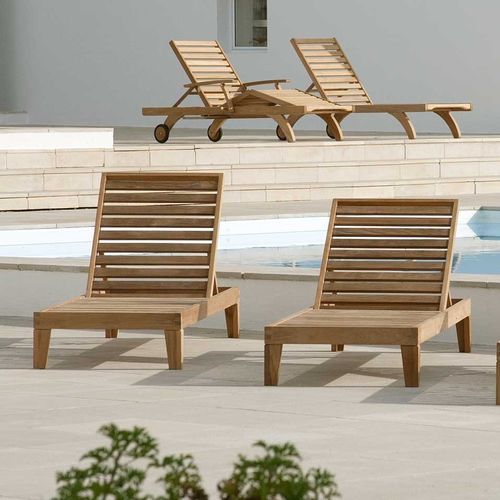 Lettino prendisole contemporaneo - Capri  - Barlow Tyrie - in teak / in teak / con schienale regolabile