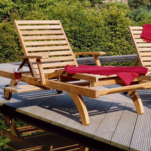 Lettino prendisole contemporaneo - Capri  - Barlow Tyrie - in teak / in teak / con schienale regolabile