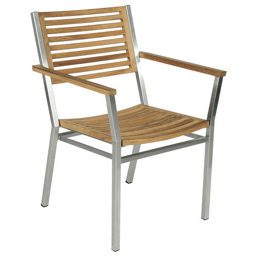 Sedia da pranzo contemporanea - Equinox Carver - Barlow Tyrie - da esterno / in teak / con supporto in acciaio inossidabile