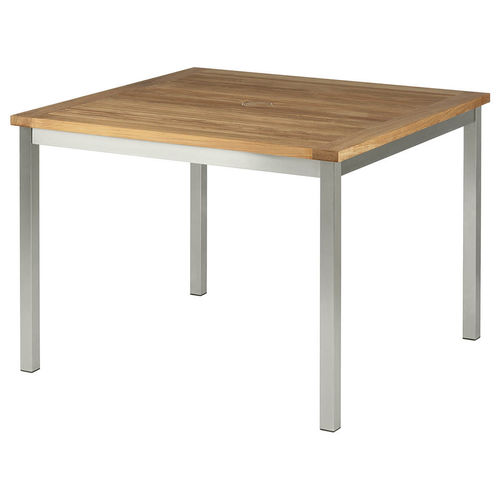 Tavolo da pranzo contemporaneo - EQUINOX - Barlow Tyrie - in teak / con supporto in acciaio inossidabile / rettangolare