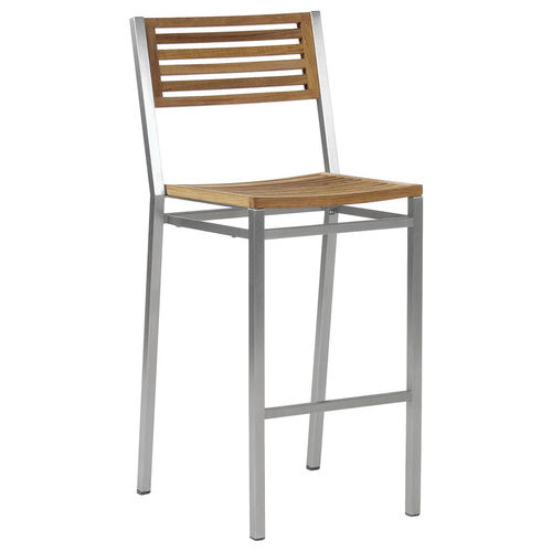 Sedia alta contemporanea - Equinox  - Barlow Tyrie - da esterno / in teak / con supporto in acciaio inossidabile