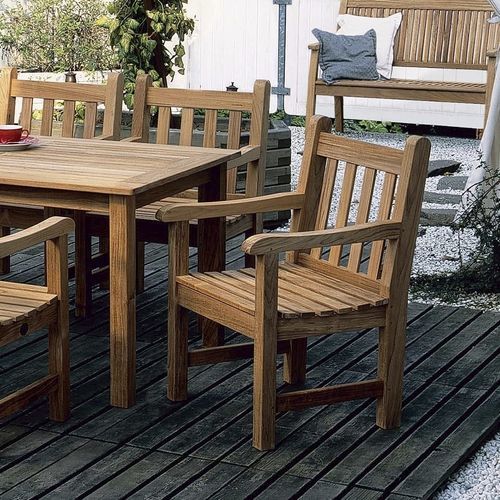 Sedia da pranzo classica - FELSTED - Barlow Tyrie - da esterno / in teak / con supporto in teak