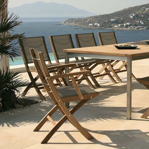 Sedia da pranzo contemporanea - Horizon  - Barlow Tyrie - da giardino / in Textilene® / con supporto in teak