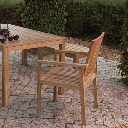 Sedia da pranzo contemporanea - Linear - Barlow Tyrie - da giardino / in teak / con supporto in teak