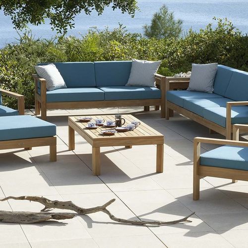 Tavolino basso contemporaneo - Linear  - Barlow Tyrie - in teak / con supporto in teak / quadrato