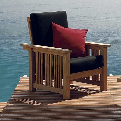 Poltrona contemporanea - Mission  - Barlow Tyrie - in Sunbrella® / in teak / con cuscino rimovibile