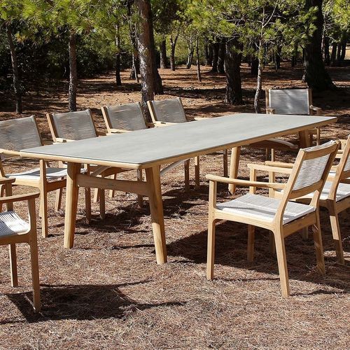 Tavolo da pranzo contemporaneo - Monterey  - Barlow Tyrie - in ceramica / con supporto in teak / rettangolare