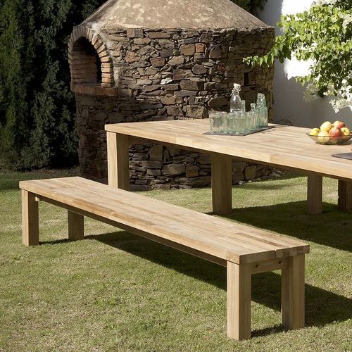 Panca contemporanea - Titan - Barlow Tyrie - in teak / senza schienale / senza braccioli