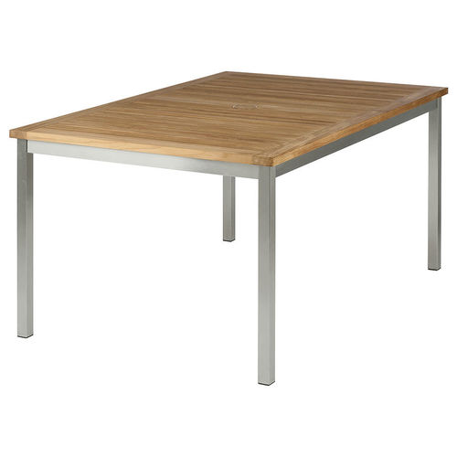 Tavolo da pranzo contemporaneo - Equinox  - Barlow Tyrie - in teak / con supporto in acciaio inossidabile / rettangolare