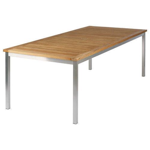 Tavolo da pranzo contemporaneo - Equinox  - Barlow Tyrie - in teak / con supporto in acciaio inossidabile / rettangolare