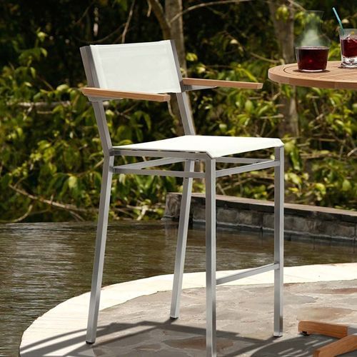 Sedia alta contemporanea - Equinox - Barlow Tyrie - da esterno / in Textilene® / con supporto in acciaio inossidabile