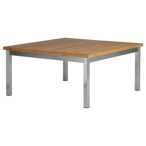 Tavolino basso contemporaneo - Equinox  - Barlow Tyrie - in teak / con supporto in acciaio inossidabile / rettangolare