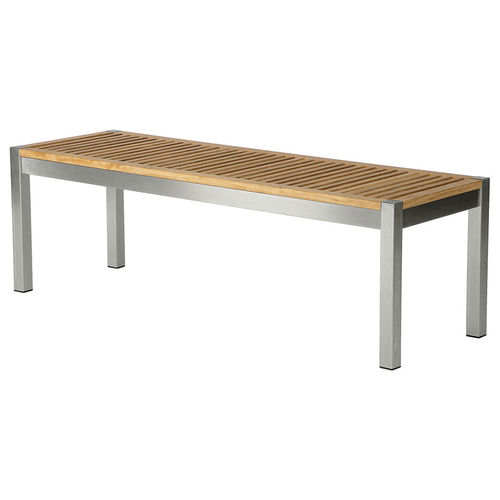 Panca contemporanea - Equinox  - Barlow Tyrie - in teak / in acciaio inossidabile / senza schienale