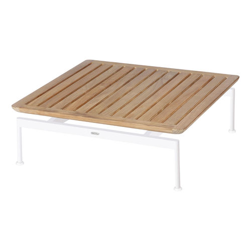 Tavolino basso contemporaneo - Layout  - Barlow Tyrie - in teak / con supporto in acciaio termolaccato / quadrato