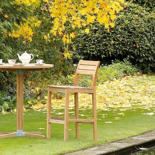 Sedia alta contemporanea - Bermuda  - Barlow Tyrie - da esterno / in teak / con supporto in teak