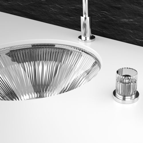 Lavabo da incasso - TEKNO 40 + LYRIC CLIVIA - GLASS DESIGN Srl - in cristallo / rotondo / in stile
