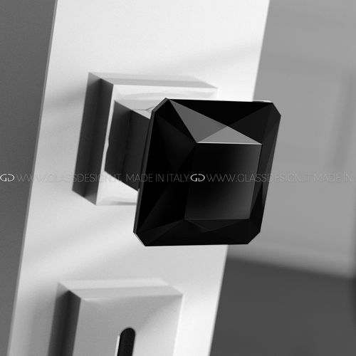 Pomello per porta contemporaneo - Diamond Q - GLASS DESIGN Srl - in ottone / in cristallo