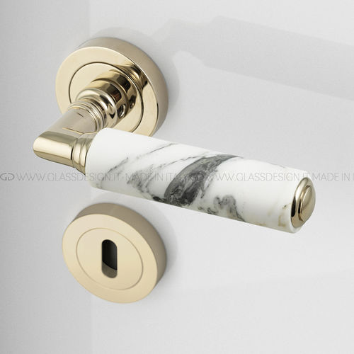 Maniglia per porta - Kikka - GLASS DESIGN Srl - in ottone / in marmo / contemporanea