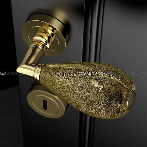 Maniglia per porta - Goccia Black/Gold - GLASS DESIGN Srl - in ottone / in vetro di Murano / in stile