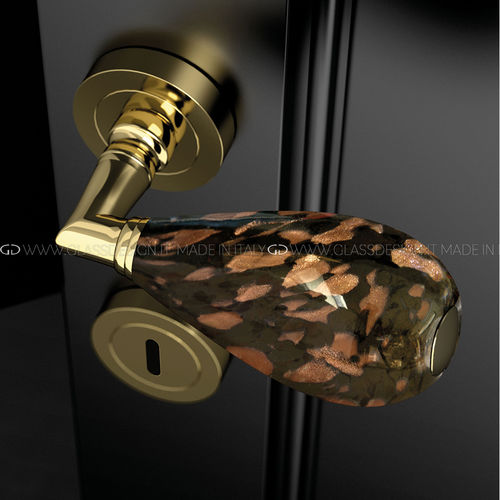 Maniglia per porta - Goccia Black/Brown - GLASS DESIGN Srl - in ottone / in vetro di Murano / in stile