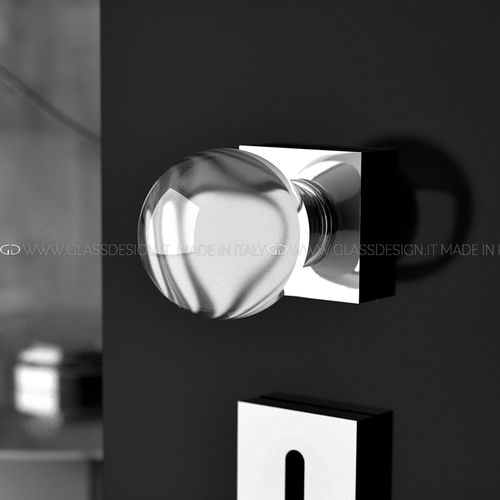 Pomello per porta contemporaneo - Sfera Home - GLASS DESIGN Srl - in ottone / in cristallo / satinato
