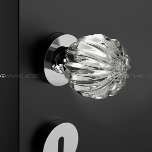 Pomello per porta contemporaneo - Margherita  - GLASS DESIGN Srl - in ottone / in cristallo / satinato