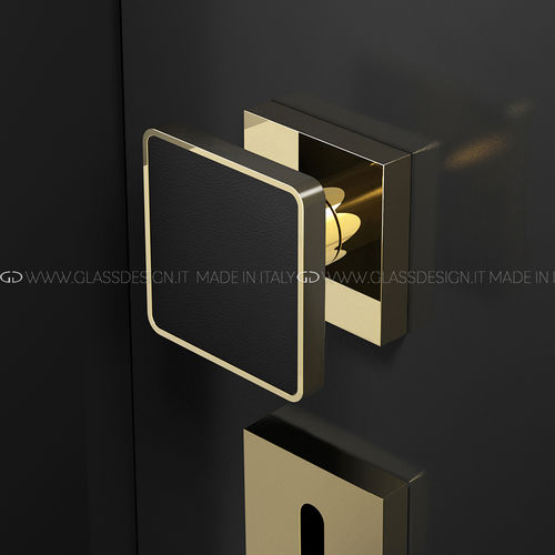 Pomello per porta contemporaneo - Cuoio Home - GLASS DESIGN Srl - in ottone / in pelle