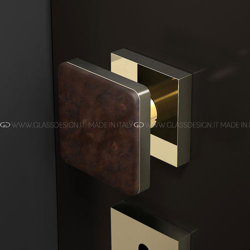 Pomello per porta contemporaneo - Wood Home - GLASS DESIGN Srl - in ottone / levigato
