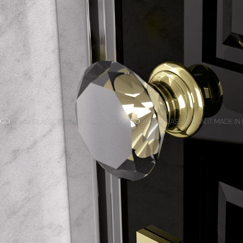 Pomello per porta contemporaneo - Deluxe Pull&amp;Push - GLASS DESIGN Srl - in ottone / in cristallo