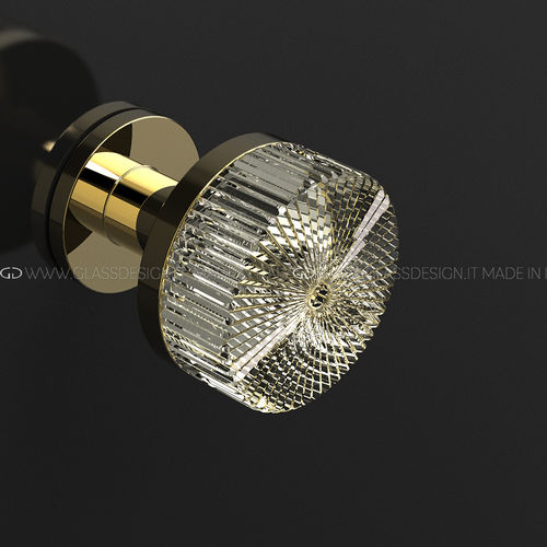 Pomello per porta contemporaneo - Ray Pull XL - GLASS DESIGN Srl - in ottone / in cristallo