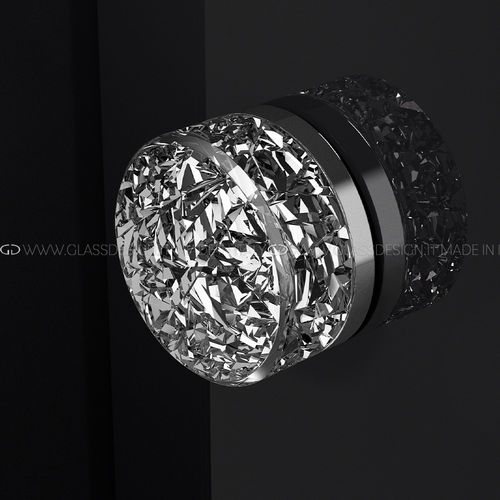 Pomello per porta contemporaneo - Mirage Pull - GLASS DESIGN Srl - in ottone / in cristallo